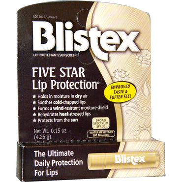 Blistex, حماية الشفاه خمس نجوم، عامل حماية من الشمس 30، 0.15 أونصة (4.25 جم)