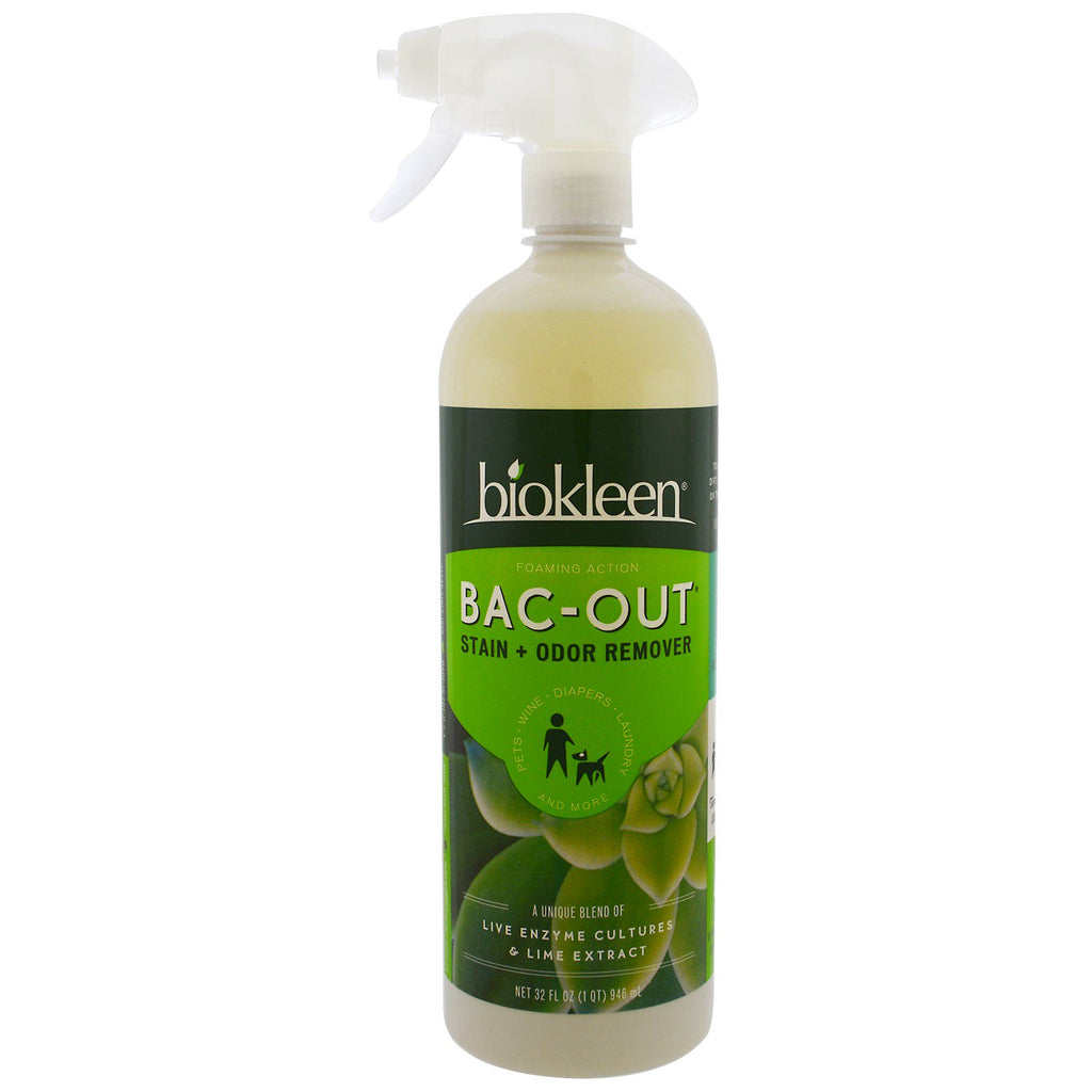 Bio Kleen, Bac Out, Eliminator de pete și mirosuri, Acțiune de spumă, 32 fl oz (946 ml)