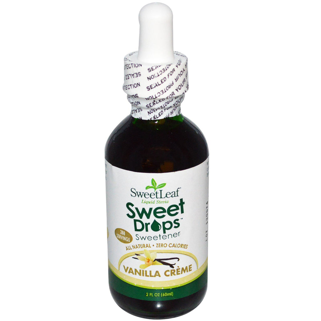 Wisdom Natural, SweetLeaf Liquid Stevia, SweetDrops ממתיק, קרם וניל, 2 oz (60 מ"ל)
