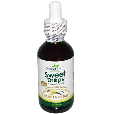 Wisdom Natural, SweetLeaf Liquid Stevia, SweetDrops sødemiddel, vaniljecreme, 2 fl oz (60 ml)