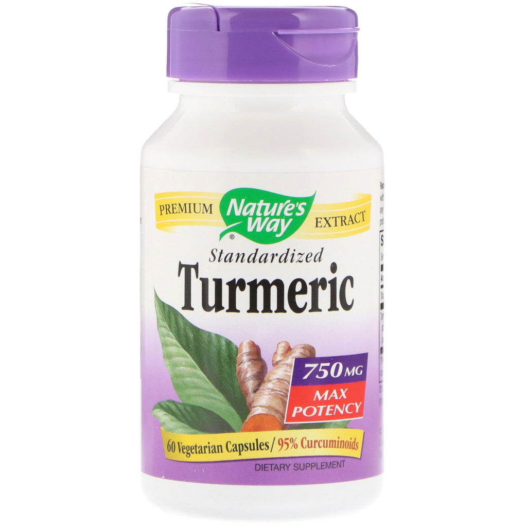 Nature's Way, Turmeric, Standardized, Max Potency, 750 mg, 60 Vegetarian Capsules