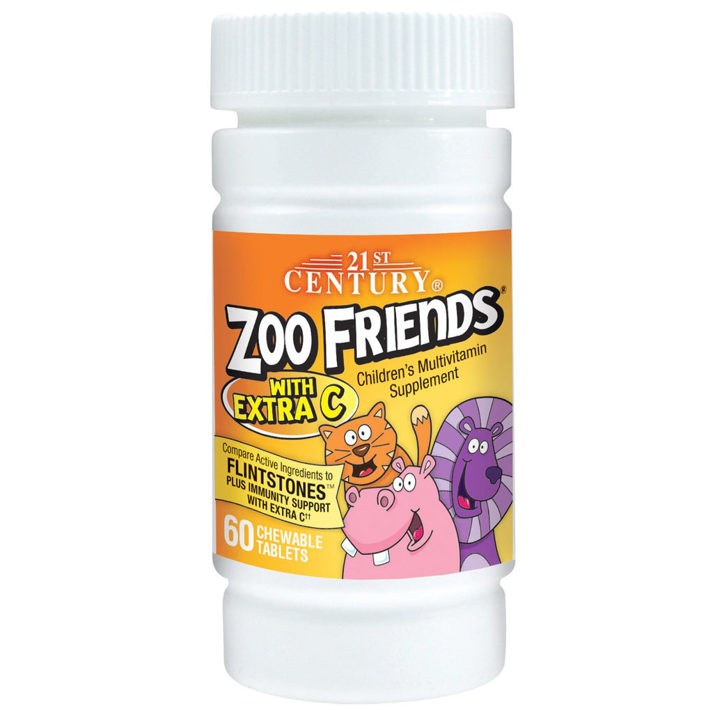 21st Century, Zoo Friends with Extra C, 60 Chewable Tablets