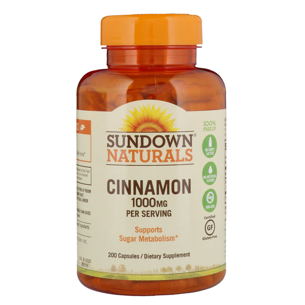 Sundown Naturals, scorțișoară, 1000 mg, 200 capsule