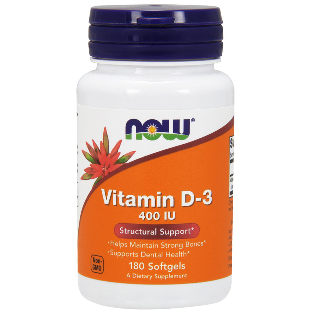 Now Foods, vitamina D-3, 400 UI, 180 cápsulas blandas