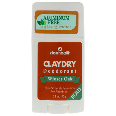 Zion Health, Clay Dry Deodorant, Winter Oak, Bold, 2,5 oz (70 g)