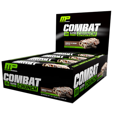 MusclePharm Combat Crunch Cookies 'N' Cream 12 บาร์ 2.22 oz oz (63 g) แต่ละอัน