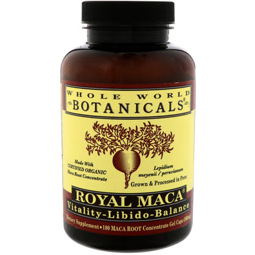 Whole World Botanicals, Royal Maca, 500 mg, 180 gélules