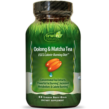 Irwin naturals, oolong & matcha te, egcg kaloriebrændende diæt, 63 flydende bløde geler