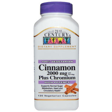 21st Century, Cinnamon Plus Chromium, 2000 mg, 120 Veggie Caps