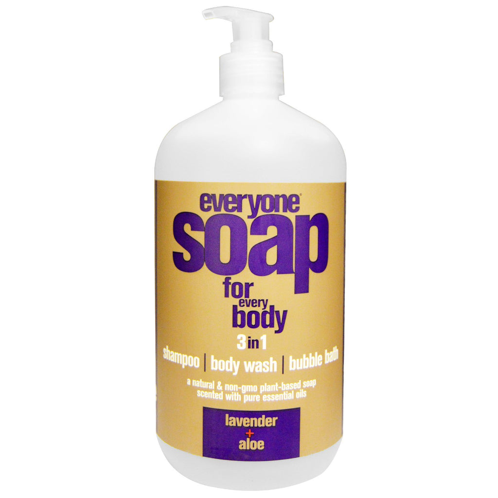 מוצרי EO, סבון כולם לכל גוף, 3 באחד, לבנדר + אלוורה, 946 מ"ל