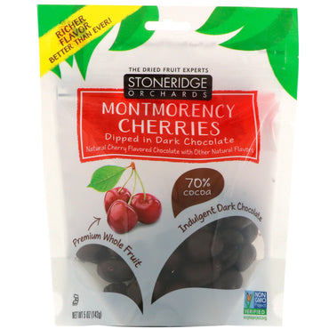 Vergers Stoneridge, cerises Montmorency, trempées dans du chocolat noir, 5 oz (142 g)