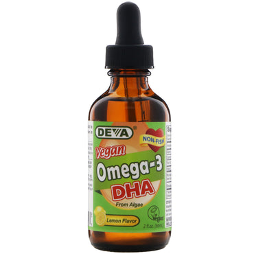 Deva, Ômega-3 DHA, Vegano, Sabor Limão, 60 ml (2 fl oz)