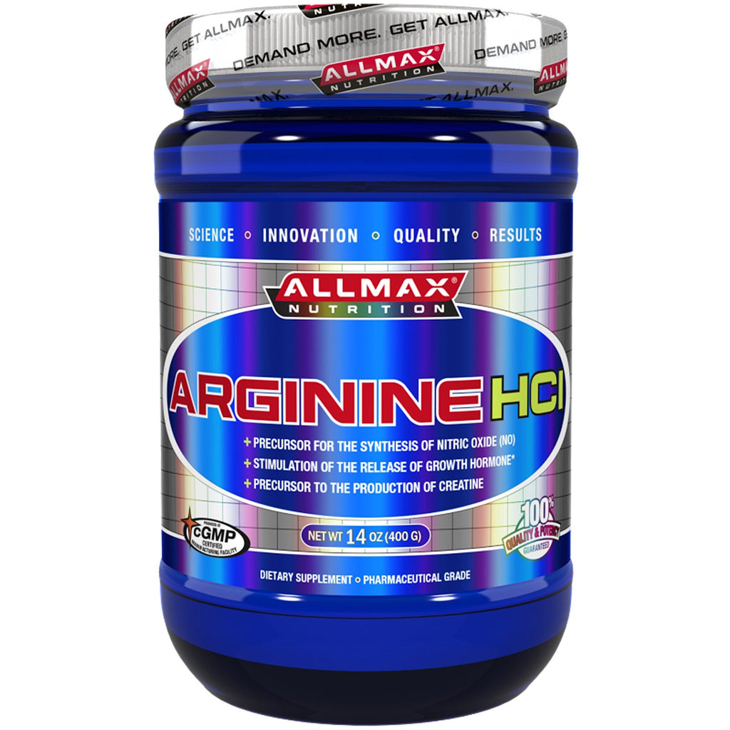 ALLMAX Nutrition, Arginina HCI 100% Pura, Força Máxima + Absorção, 400 g (14 onças)