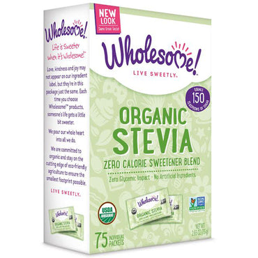 Wholesome Sweeteners, Inc., Stevia, Zero Calorie Sweetener Blend, 75 individuelle pakker, 1 g hver