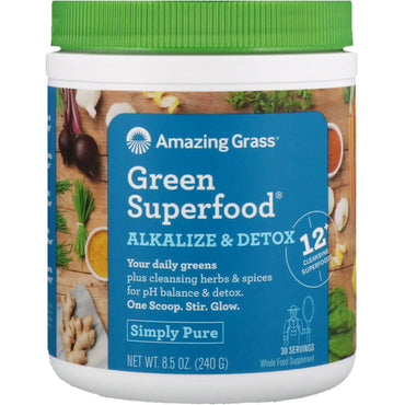 Amazing Grass, 그린 슈퍼푸드, 알칼리화 및 해독, 240g(8.5oz)