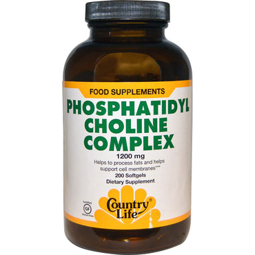Country Life, Complejo de fosfatidilcolina, 1200 mg, 200 cápsulas blandas