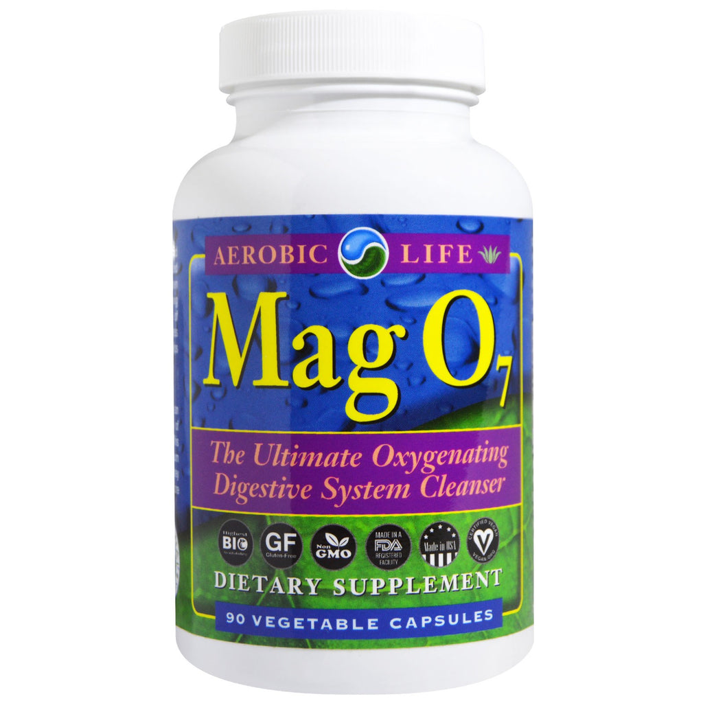 Vida aeróbica, mag 07, o melhor limpador oxigenante do sistema digestivo, 90 cápsulas vegetais