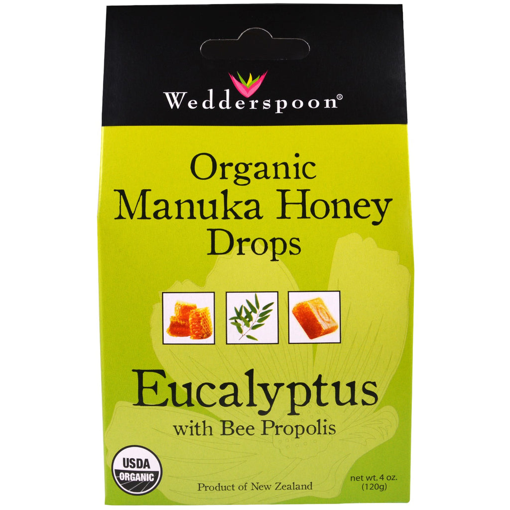 Wedderspoon,  Manuka Honey Drops, Eucalyptus with Bee Propolis, 4 oz (120 g)