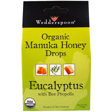 Wedderspoon, Gouttes de miel de Manuka, Eucalyptus à la propolis d'abeille, 4 oz (120 g)