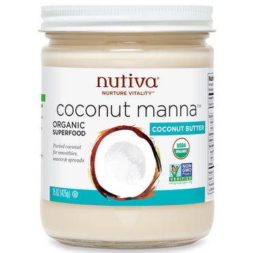 Nutiva, 코코넛 만나, 퓨레 코코넛, 425g(15oz)