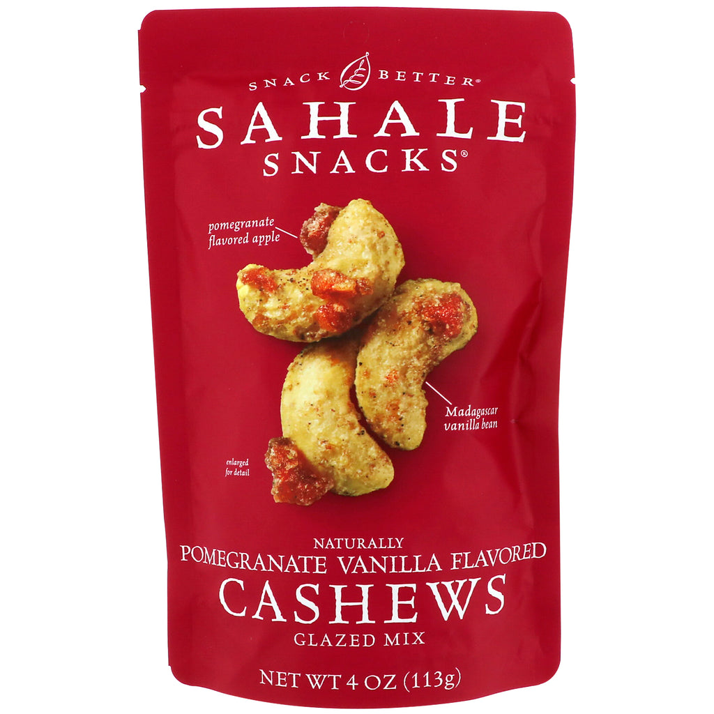 Sahale Snacks, geglazuurde mix, natuurlijk granaatappel-vanillesmaak cashewnoten, 4 oz (113 g)