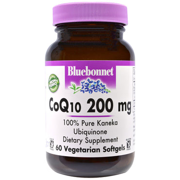 Bluebonnet Nutrition, CoQ10, 200 mg, 60 cápsulas blandas vegetales
