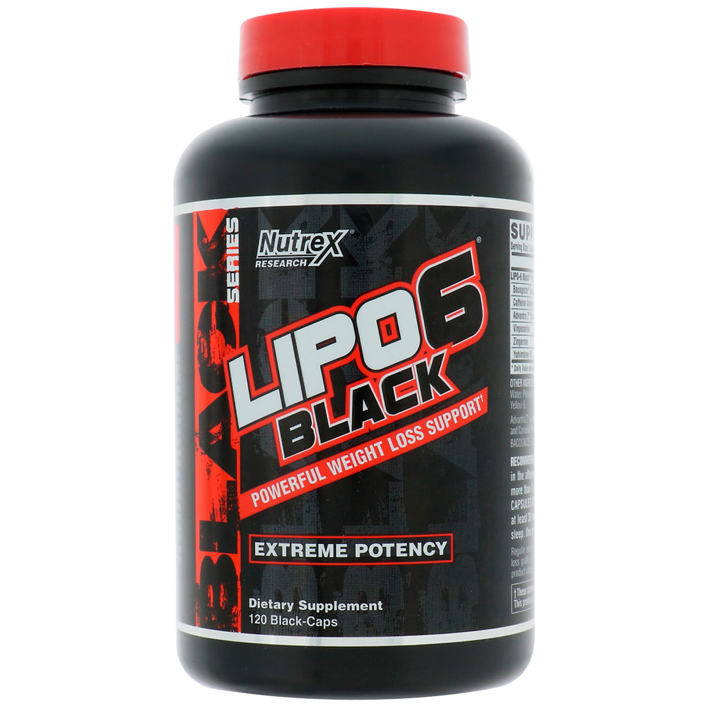 Nutrex-onderzoek, lipo6 zwart, extreme potentie, gewichtsverlies, 120 black-caps