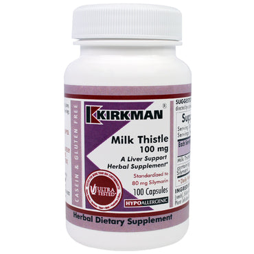 Kirkman Labs, Chardon-Marie, 100 mg, 100 gélules
