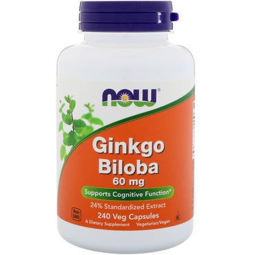 Now Foods, Ginkgo Biloba, 60 mg, 240 gélules végétales