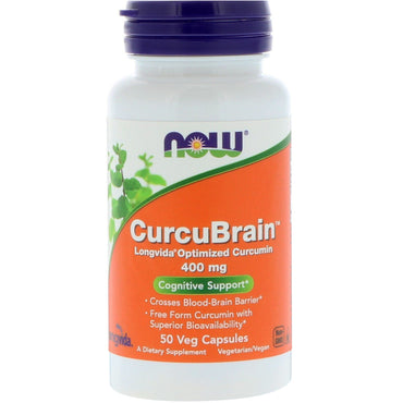 Now Foods, CurcuBrain, Suporte Cognitivo, 400 mg, 50 Cápsulas Vegetais