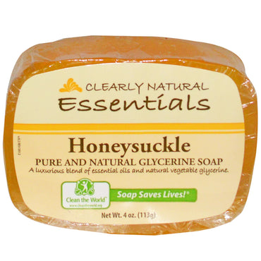 Clearly Natural, Essentials, Pure and Natural Glycerine Soap, Honeysuckle, 4 oz (113 g)