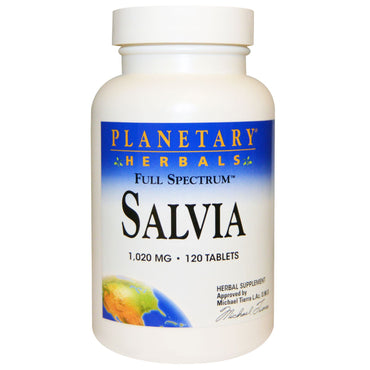 Planetary Herbals, Sálvia, 1.020 mg, 120 Comprimidos