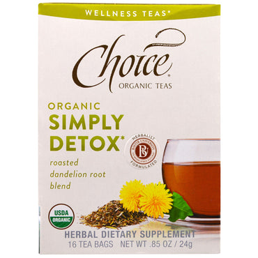 Choice Teas, Thés bien-être, Simply Detox, 16 sachets de thé, 0,85 oz (24 g)