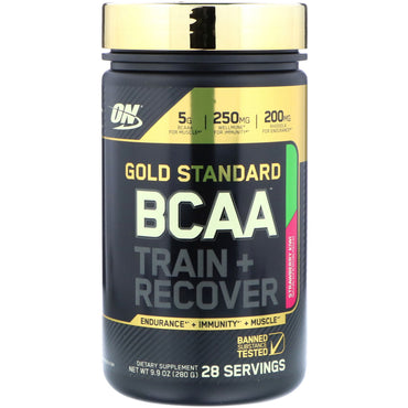 Optimum Nutrition, Gold Standard, BCAA Train + Recover, Fresa y kiwi, 9,9 oz (280 g)