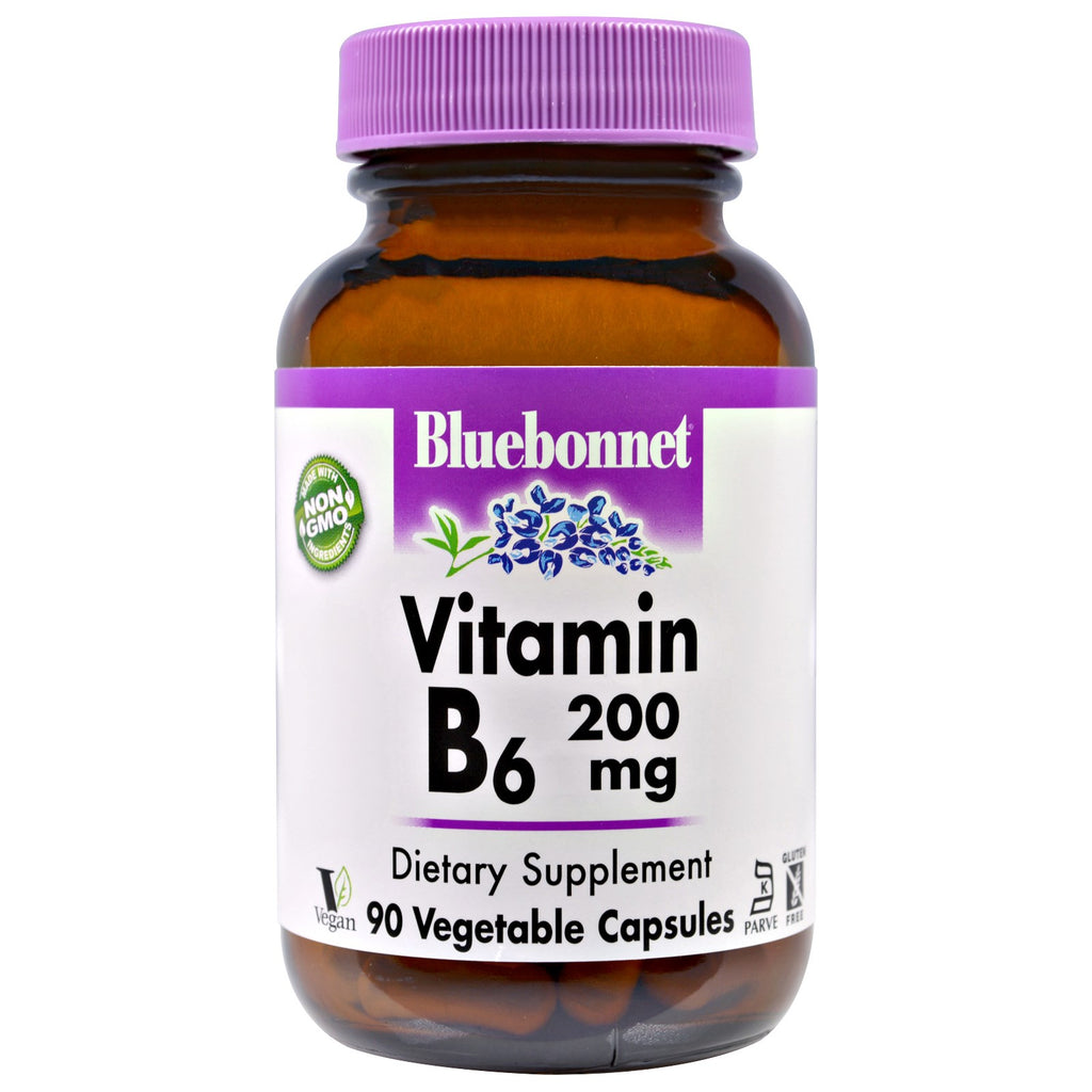 Bluebonnet Nutrition, Vitamin B-6, 200 mg, 90 vegetarische Kapseln