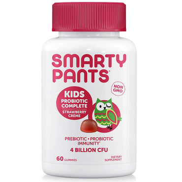Smartypants, probiotique complet pour enfants, crème de fraise, 4 milliards d'ufc, 60 gummies
