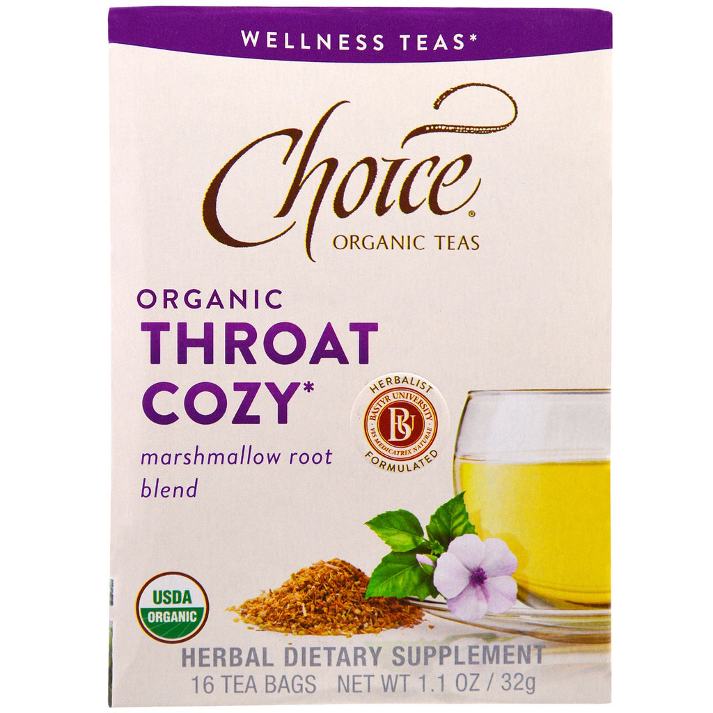 Choice Teas, Wellness Teas, Throat Cozy, 16 bustine di tè, 1,1 oz (32 g)