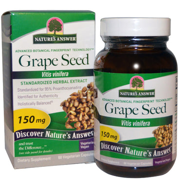 Nature's Answer, Grape Seed, Standardized Herbal Extract, 150 mg, 60 Vegetarian Capsules
