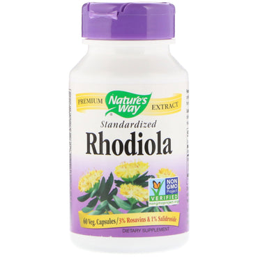 Nature's Way, Rhodiola, estandarizada, 60 vegetales. Cápsulas
