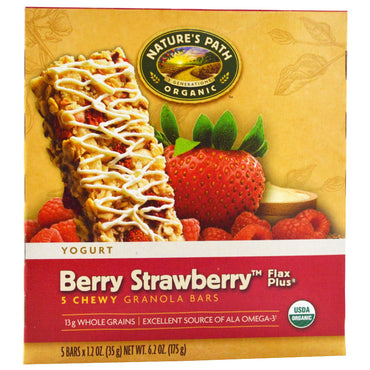 Nature's Path, , Chewy Granola Bars, Flax Plus, Berry Strawberry, 5 Bars, 1.2 oz (35 g) Each