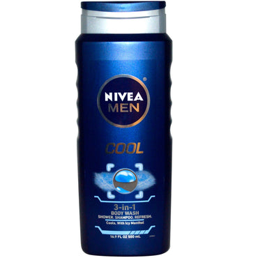 Nivea, 3-in-1 lichaamswas, heren, koel, 16,9 fl oz (500 ml)