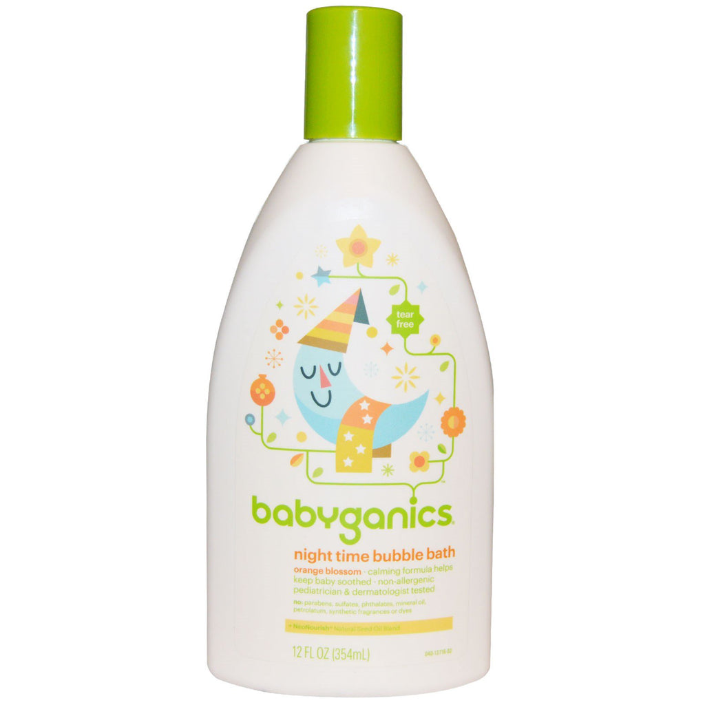 BabyGanics Baño de burbujas nocturno con flor de azahar 12 fl oz (354 ml)
