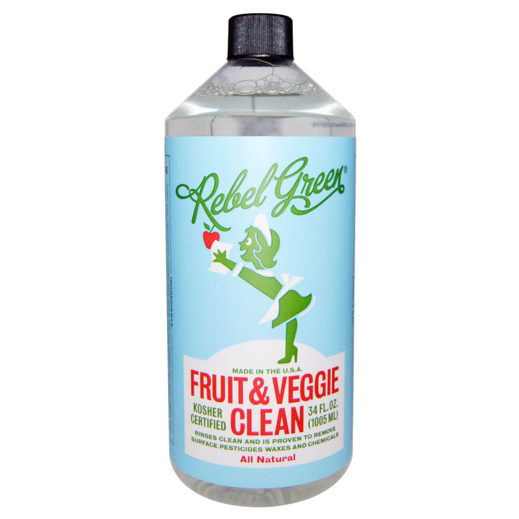 Rebel Green, Limpieza de frutas y verduras, totalmente natural, 34 fl oz (1005 ml)