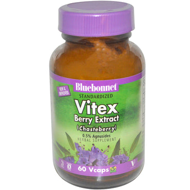 Nutrição Bluebonnet, extrato de vitex berry, 60 cápsulas vegetais