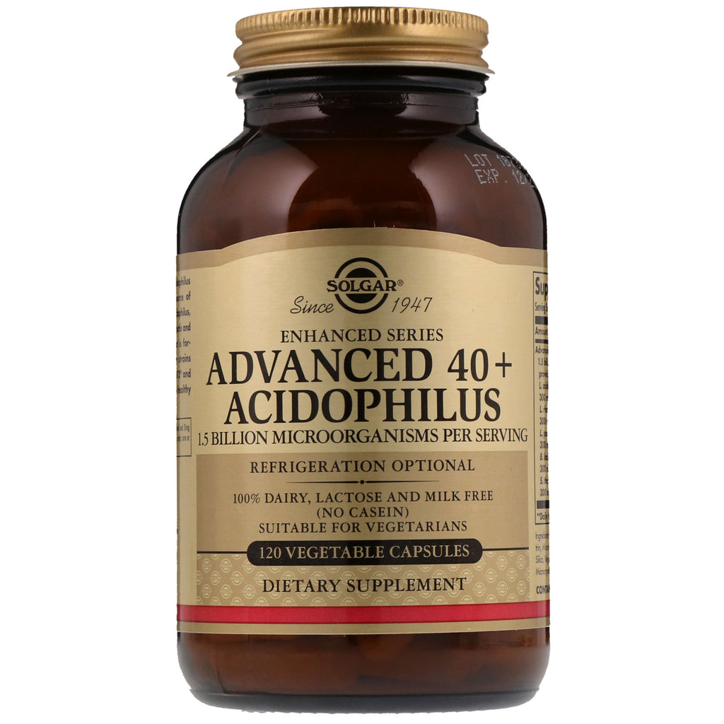 Solgar, Acidophilus avanzado 40+, 120 cápsulas vegetales