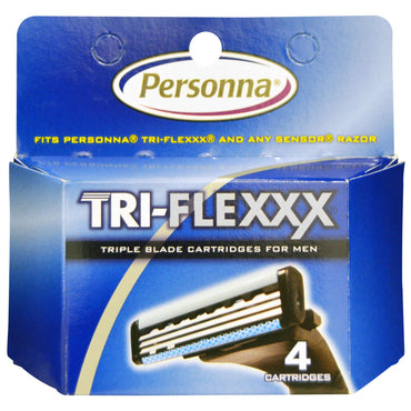 Cuchillas de afeitar Personna, Tri-Flexxx, cartuchos de triple hoja para hombres, 4 cartuchos