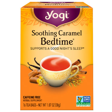Yogi Tea, Calmante para la hora de acostarse con caramelo, sin cafeína, 16 bolsitas de té, 1,07 oz (30 g)