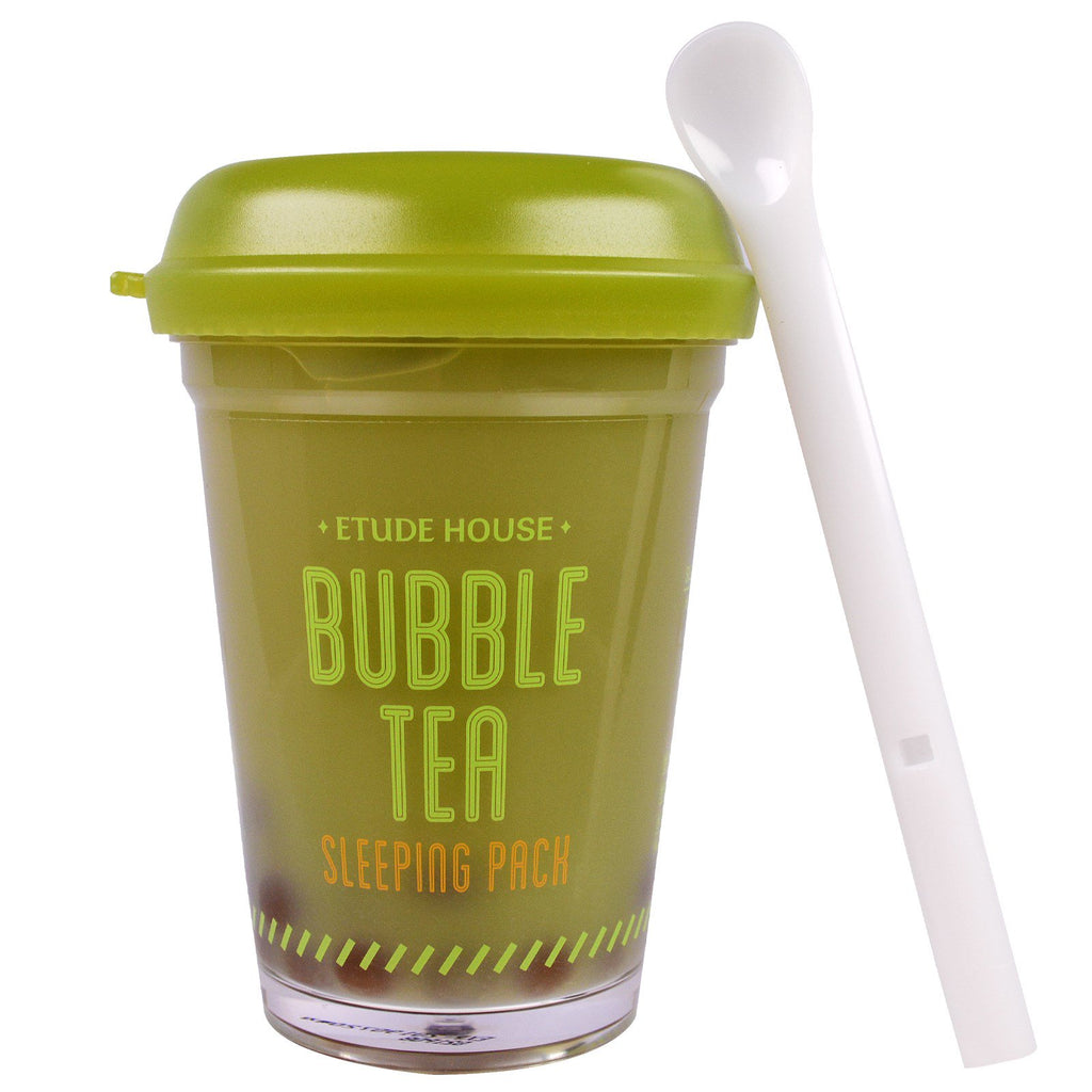 Etude House, Bubble Tea Sleeping Pack, grønn te, 3,5 oz (100 g)