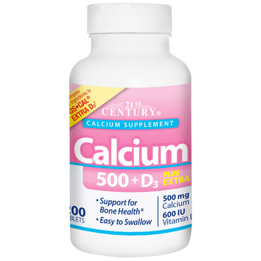 21st Century, Calcium 500 + D3 Plus Extra D3, 200 Tablets