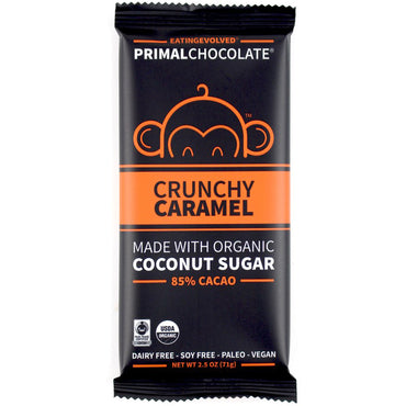 Spise utviklet, PrimalChocolate, Crunchy Carmel 85 % Cacao, 2,5 oz (71 g)